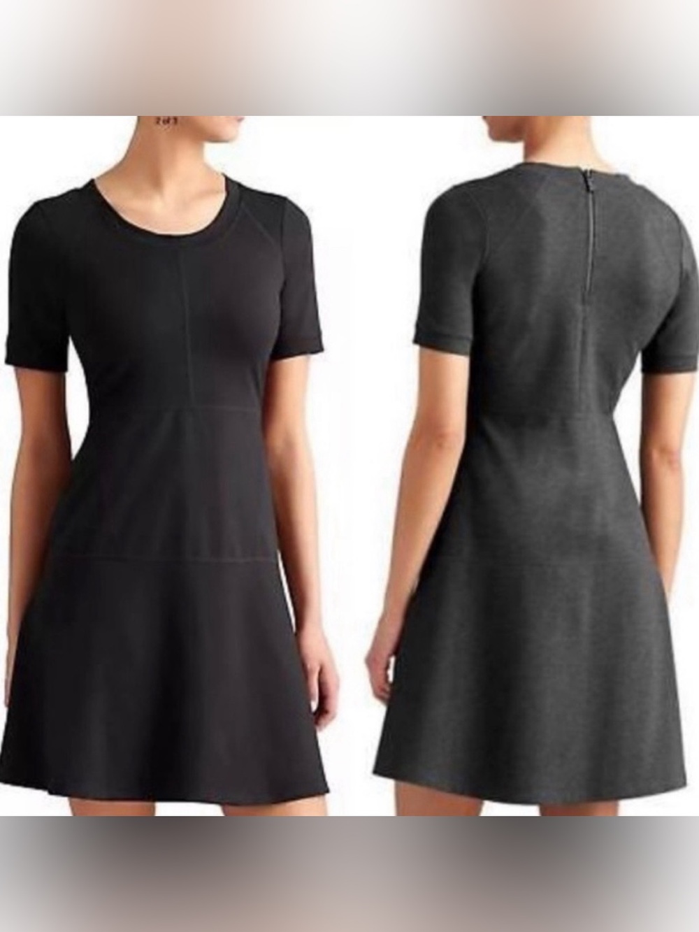 Athleta “En Route” Short-Sleeve Black A-Line Dress - Ponte Fabric -Travel Dress